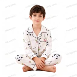 Cotton Pajamas for Boys Girls Cute Panda White Sleepwear Children Home Wear Set Kids Pajamas Teenage Casual Loungewear Outfit