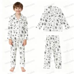Cotton Pajamas for Boys Girls Cute Panda White Sleepwear Children Home Wear Set Kids Pajamas Teenage Casual Loungewear Outfit