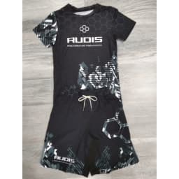 Summer Men's/Kids Honeycomb Print Wrestling Style Sport Set Quick Dry Rash Guard & Shorts Breathable Athletic Training Uniform