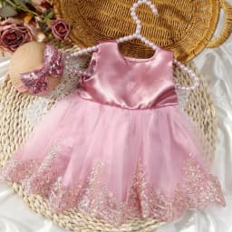 Ylsteed Newborn Photography Outfits Girl Big Bow Lace Dress with Glitter Bow Headband 100 Days Baby Girl Photoshoot Picture Gown