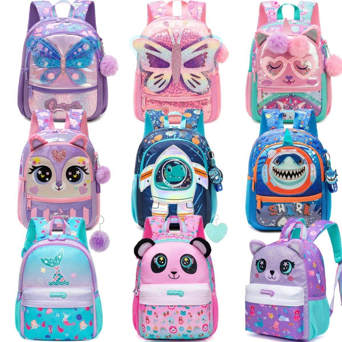 1pc Cute 13 Inch Animal Backpack Kindergarten Outdoor Sports Little Girl with Small Pendant