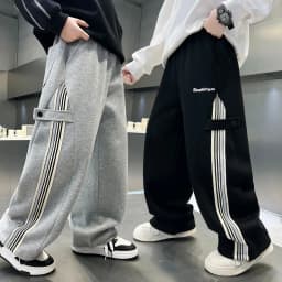 ZOETOPKID Autumn Boys Causal Pants Kids Loose Cotton Sports Pants Black Grey Trousers for Children Spring Kids Clothing