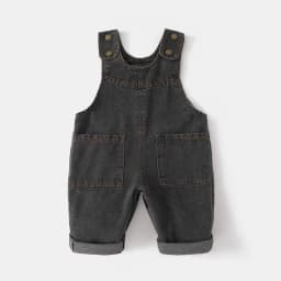 2026 New Korean Version Soft Washed Denim Children's Baby Jumpsuit Boys and Girls Front Pocket Solid Color Integrated Pants 0-5Y