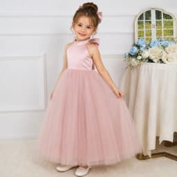 White Chiffon Satin Wedding Dress, Elegant Girl Beauty Pageant Long Dress, Fancy Ball Girl Carnival Costume