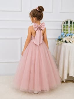 White Chiffon Satin Wedding Dress, Elegant Girl Beauty Pageant Long Dress, Fancy Ball Girl Carnival Costume