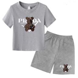 Kids Letters T-shirt Summer Two-piece Clothing Short-Sleeved Top+Shorts Boy Girl 3-12Yrs Casual Sports Jogging Coat Sweating Set