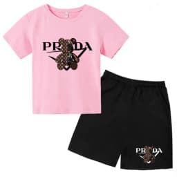 Kids Letters T-shirt Summer Two-piece Clothing Short-Sleeved Top+Shorts Boy Girl 3-12Yrs Casual Sports Jogging Coat Sweating Set