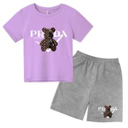 Kids Letters T-shirt Summer Two-piece Clothing Short-Sleeved Top+Shorts Boy Girl 3-12Yrs Casual Sports Jogging Coat Sweating Set