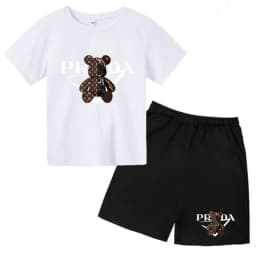 Kids Letters T-shirt Summer Two-piece Clothing Short-Sleeved Top+Shorts Boy Girl 3-12Yrs Casual Sports Jogging Coat Sweating Set