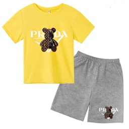 Kids Letters T-shirt Summer Two-piece Clothing Short-Sleeved Top+Shorts Boy Girl 3-12Yrs Casual Sports Jogging Coat Sweating Set