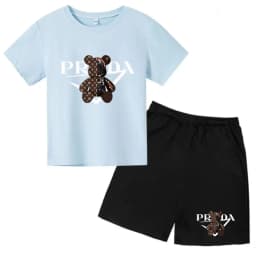 Kids Letters T-shirt Summer Two-piece Clothing Short-Sleeved Top+Shorts Boy Girl 3-12Yrs Casual Sports Jogging Coat Sweating Set
