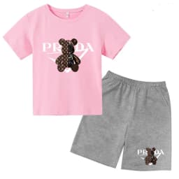 Kids Letters T-shirt Summer Two-piece Clothing Short-Sleeved Top+Shorts Boy Girl 3-12Yrs Casual Sports Jogging Coat Sweating Set