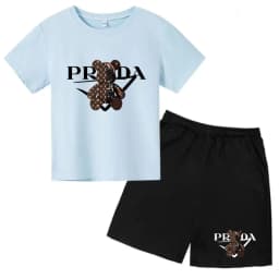 Kids Letters T-shirt Summer Two-piece Clothing Short-Sleeved Top+Shorts Boy Girl 3-12Yrs Casual Sports Jogging Coat Sweating Set