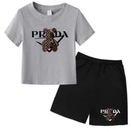 Kids Letters T-shirt Summer Two-piece Clothing Short-Sleeved Top+Shorts Boy Girl 3-12Yrs Casual Sports Jogging Coat Sweating Set