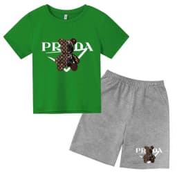 Kids Letters T-shirt Summer Two-piece Clothing Short-Sleeved Top+Shorts Boy Girl 3-12Yrs Casual Sports Jogging Coat Sweating Set