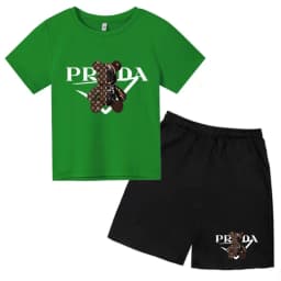 Kids Letters T-shirt Summer Two-piece Clothing Short-Sleeved Top+Shorts Boy Girl 3-12Yrs Casual Sports Jogging Coat Sweating Set