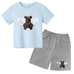 Kids Letters T-shirt Summer Two-piece Clothing Short-Sleeved Top+Shorts Boy Girl 3-12Yrs Casual Sports Jogging Coat Sweating Set
