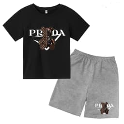 Kids Letters T-shirt Summer Two-piece Clothing Short-Sleeved Top+Shorts Boy Girl 3-12Yrs Casual Sports Jogging Coat Sweating Set