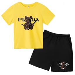 Kids Letters T-shirt Summer Two-piece Clothing Short-Sleeved Top+Shorts Boy Girl 3-12Yrs Casual Sports Jogging Coat Sweating Set