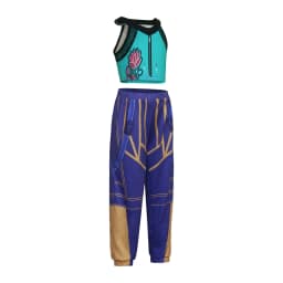Girl Singer Band Performance Uniform Dance Costume 2Pcs Lotus Print Sleeveless Vest Elastic Waist Trousers 80s Streetwear Outfit