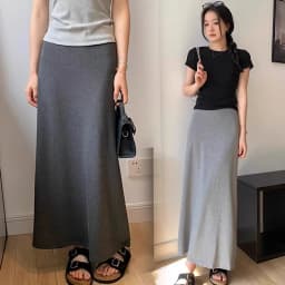 2025 New Summer Maternity Maxi Skirt: Plus Size High-Waist Gray A-Line Fishtail Skirt, Thin Breathable Fabric for Daily Wear