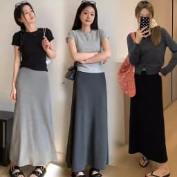 2025 New Summer Maternity Maxi Skirt: Plus Size High-Waist Gray A-Line Fishtail Skirt, Thin Breathable Fabric for Daily Wear