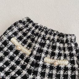 Spring and Autumn Two-Piece New Baby Girl Black Checkered Long-Sleeved Shirt with Open Top Jacket and Shorts