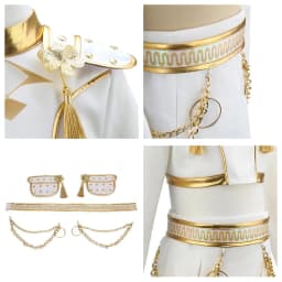 Girls Knight General Cosplay Costume White Gold Outfit Long Sleeve Top Skirt Set For Halloween Carnival Theme Party