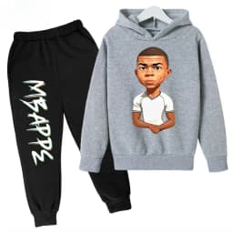 2026 Autumn Mbappé Printed Children's Hoodie Suit Sweatshirt Pants Two-piece Suit Boys and Girls Outdoor Sportswear Baby Clothes