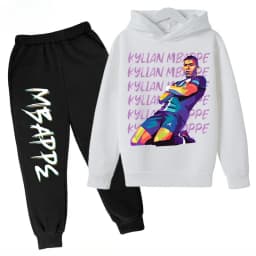 2026 Autumn Mbappé Printed Children's Hoodie Suit Sweatshirt Pants Two-piece Suit Boys and Girls Outdoor Sportswear Baby Clothes