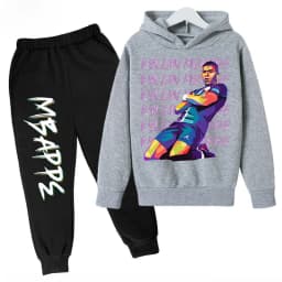 2026 Autumn Mbappé Printed Children's Hoodie Suit Sweatshirt Pants Two-piece Suit Boys and Girls Outdoor Sportswear Baby Clothes