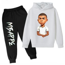 2026 Autumn Mbappé Printed Children's Hoodie Suit Sweatshirt Pants Two-piece Suit Boys and Girls Outdoor Sportswear Baby Clothes