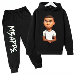 2026 Autumn Mbappé Printed Children's Hoodie Suit Sweatshirt Pants Two-piece Suit Boys and Girls Outdoor Sportswear Baby Clothes
