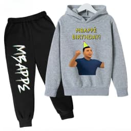 2026 Autumn Mbappé Printed Children's Hoodie Suit Sweatshirt Pants Two-piece Suit Boys and Girls Outdoor Sportswear Baby Clothes