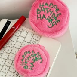 Pink Polka Dot Cute Plush Portable Wallet Mini Coin Purse Earphone Cable Organiser Coin Pouch Cake-Shaped Storage Bag