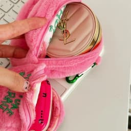 Pink Polka Dot Cute Plush Portable Wallet Mini Coin Purse Earphone Cable Organiser Coin Pouch Cake-Shaped Storage Bag