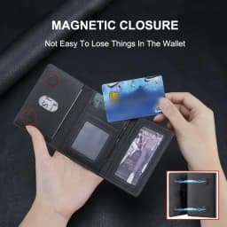 Unisex Magsafe Magnetic Card Wallet for Phone 16-15-14-13-12 Pro Max Mini - PU Leather Card Holder for Devices