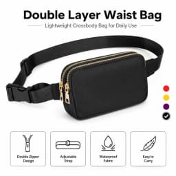 Outdoor Double Zipper Waist Bag Hiking Crossbody Travel Fanny Pack Adjustable Waterproof Small Bag