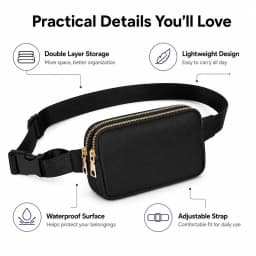 Outdoor Double Zipper Waist Bag Hiking Crossbody Travel Fanny Pack Adjustable Waterproof Small Bag