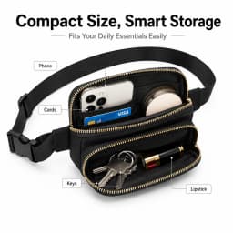 Outdoor Double Zipper Waist Bag Hiking Crossbody Travel Fanny Pack Adjustable Waterproof Small Bag