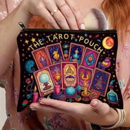 The Tarot Pouch Vibrant Cosmic Tarot Card Design Durable Polyester Compact & Portable Cosmetic Bag for Daily Use or Travel Pouch