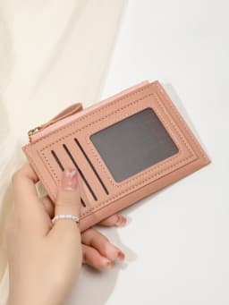 Minimalist Ultra-Thin Coin Wallet Fashionable and Portable PU Leather Wallet Multifunctional Credit Card Clip Zipper Card Holder
