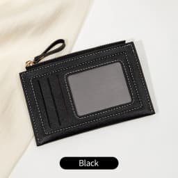Minimalist Ultra-Thin Coin Wallet Fashionable and Portable PU Leather Wallet Multifunctional Credit Card Clip Zipper Card Holder