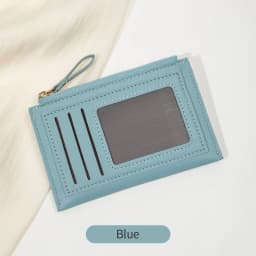 Minimalist Ultra-Thin Coin Wallet Fashionable and Portable PU Leather Wallet Multifunctional Credit Card Clip Zipper Card Holder