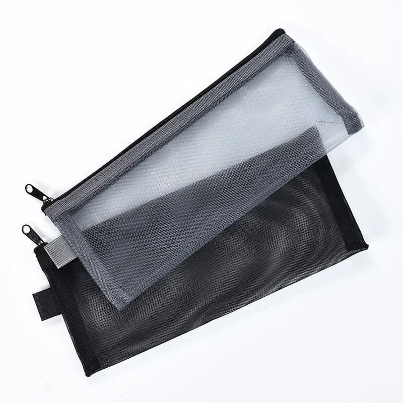 Cosmetic Bag Travel Wash Storage Bag Mesh Pen Bag Portable Zipper Receipt Storage Bag Makeup Pouch