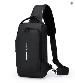 Men's Anti-Theft Chest Bag with Password Lock & USB Port Waterproof Crossbody Sling Backpack for Travel Work Cycling