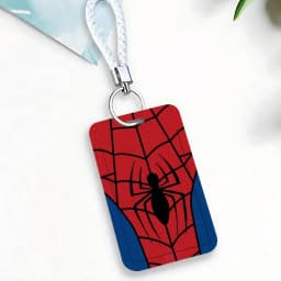 Cool Spider-Man Card Holder, Leather Card Storage Box, Key Chain, Access Tag Holder, ID Card Holder, Key Chain