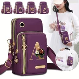 Floral Alphabet Z Printed Fashionable Casual Single-Shoulder Crossbody Bag, New Design Nylon Single-Shoulder Bag for Women