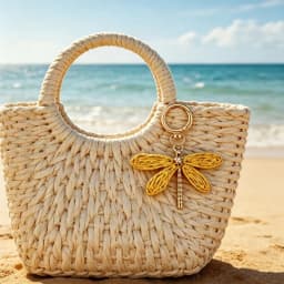 Colorful Woven Dragonfly Keychain Pendant Bohemian Style Pendant Hand-Woven Keychain Accessory Beach Bag Charm