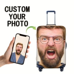 Custom Luggage Covers - Personalize with Your Photos or Text, Double-Sided Printing, Stretchy Polyester, Washable Travel Luggage